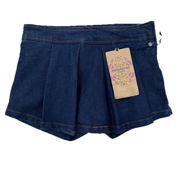 Highway Jeans Pleated Skort Juniors 1 Dark Wash Denim Shorts NWT - Picture 1 of 8